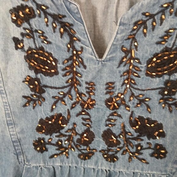 Tantrums Denim Dress w/Beaded Neckline - Picture 2 of 5